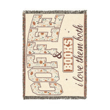 Load image into Gallery viewer, Coffee & Books Woven Blanket — "Coffee & Books, I Love Them Both" Cozy Throw for Readers