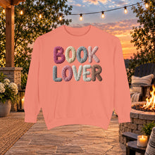Load image into Gallery viewer, Book Lover Sweatshirt — Cozy Knit-Style Graphic Crewneck for Readers