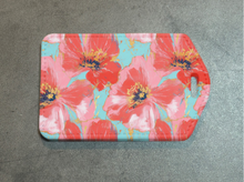 Load image into Gallery viewer, Floral Rectangle luggage tag w/ steel cable & screw in ring