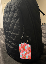Load image into Gallery viewer, Floral Rectangle luggage tag w/ steel cable & screw in ring