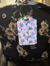 Load image into Gallery viewer, Whimsical Hearts Rectangle luggage tag w/steel cable ring