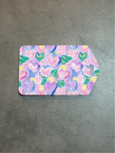 Load image into Gallery viewer, Whimsical Hearts Rectangle luggage tag w/steel cable ring