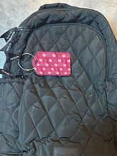 Load image into Gallery viewer, Pink Dots Rectangle luggage tag w/steel cable ring