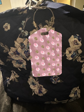 Load image into Gallery viewer, Pink Dots Rectangle luggage tag w/steel cable ring