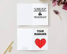 Load image into Gallery viewer, Hockey Team Manager Thank You Card