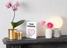 Load image into Gallery viewer, Hockey Team Manager Thank You Card White Heart Ice Rink with Red boarder