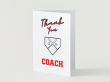 Load image into Gallery viewer, Baseball Coach Thank you Card