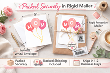 Load image into Gallery viewer, I Love Mom Balloon Card, Funny Mother's Day Greeting Card, Pink Balloons (5x7 Inch)