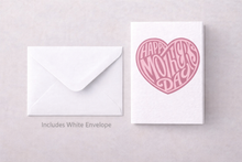 Load image into Gallery viewer, Pink Heart Mother's Day Card, Modern Minimalist Mom Greeting 5x7