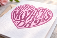Load image into Gallery viewer, Pink Heart Mother's Day Card, Modern Minimalist Mom Greeting 5x7