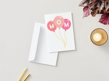 Load image into Gallery viewer, Mom Balloon Mother's Day Card, Pink Minimalist Greeting, Modern Design (5x7 Inch)
