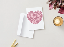 Load image into Gallery viewer, Pink Heart Mother's Day Card, Modern Minimalist Mom Greeting 5x7