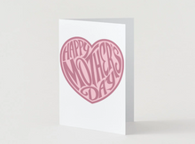 Load image into Gallery viewer, Pink Heart Mother's Day Card, Modern Minimalist Mom Greeting 5x7