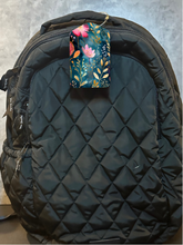 Load image into Gallery viewer, Teal and Pink Floral Rectangle luggage tag w/steel cable ring