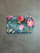 Load image into Gallery viewer, Teal and Pink Floral Rectangle luggage tag w/steel cable ring