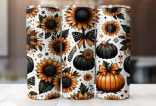 Load image into Gallery viewer, Sunflower Pumpkin Sublimated Tumbler – 20 oz or 30 oz | Double-Wall Insulated Stainless Steel Travel Mug
