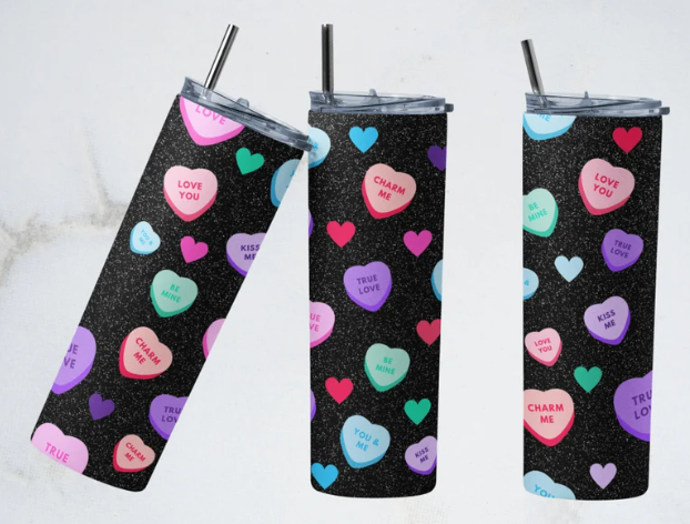 Black conversation hearts Tumbler
