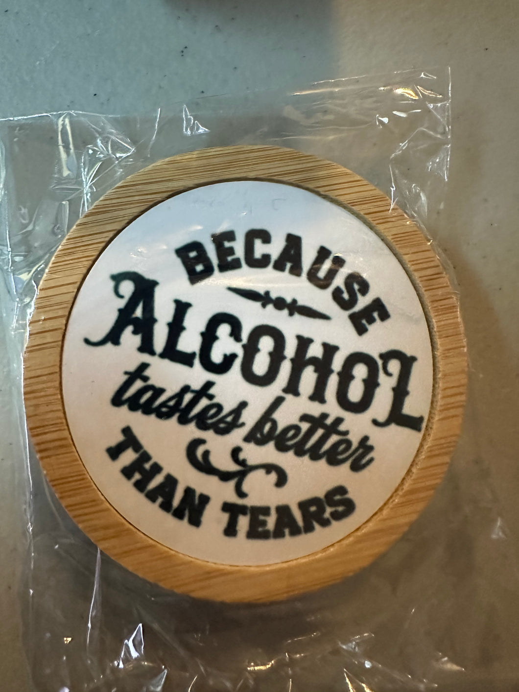 Wood circle bottle opener