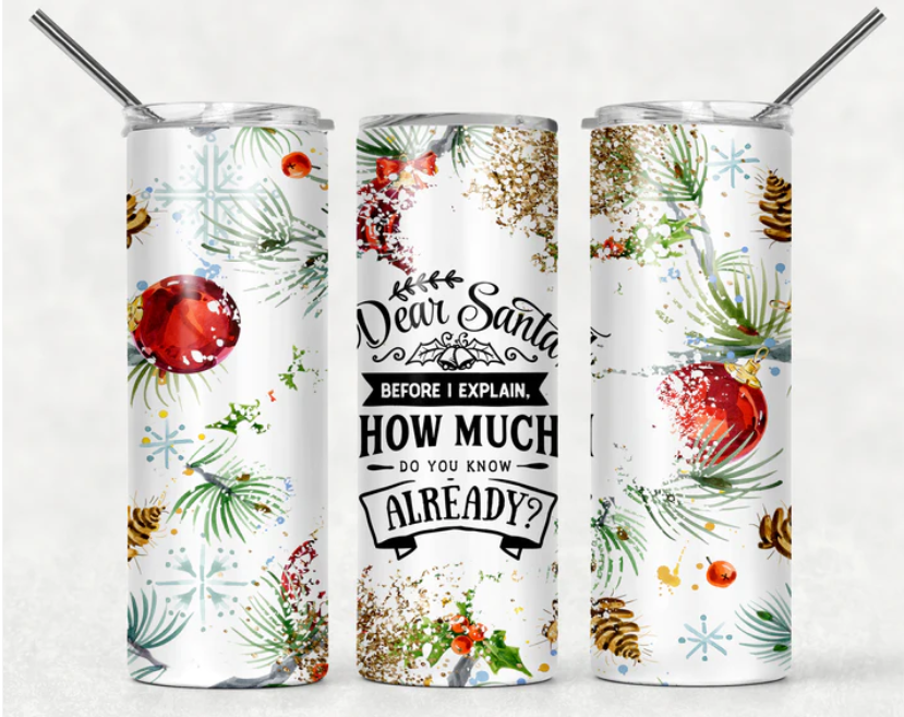Dear Santa, before I explain, how much do you know already? Christmas Tumbler