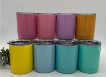 Load image into Gallery viewer, 12oz colored stainless steel mug with decoration and lid
