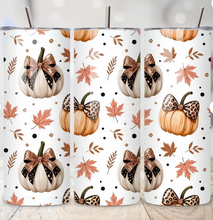 Load image into Gallery viewer, Pumpkin Bow Sublimated Tumbler – 20 oz or 30 oz | Double-Wall Insulated Stainless Steel Travel Mug
