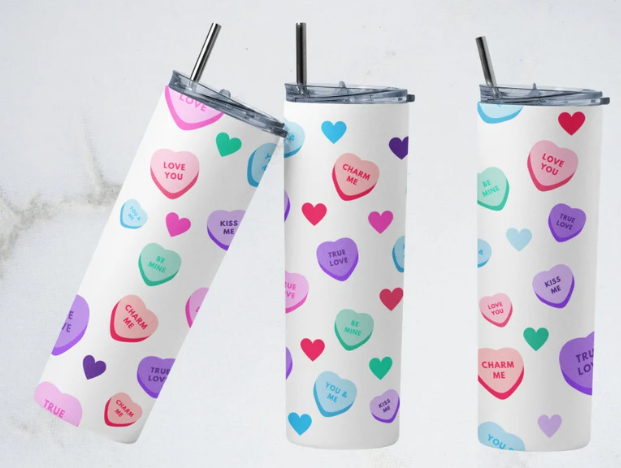 White conversation hearts Tumbler