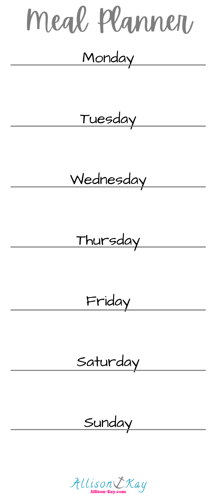 Meal Planner Notepad  3.5x8.5