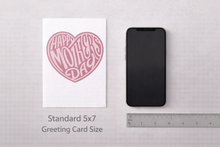 Load image into Gallery viewer, Pink Heart Mother's Day Card, Modern Minimalist Mom Greeting 5x7
