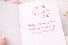 Load image into Gallery viewer, I Love Mom Balloon Card, Funny Mother's Day Greeting Card, Pink Balloons (5x7 Inch)
