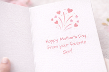 Load image into Gallery viewer, I Love Mom Balloon Card, Funny Mother's Day Greeting Card, Pink Balloons (5x7 Inch)
