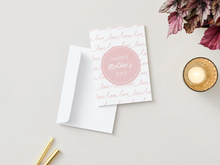Load image into Gallery viewer, Modern Minimalist Mother's Day Card, Pink Love Script Design, 5x7 Greeting Card
