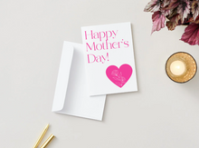 Load image into Gallery viewer, Funny Mother's Day Card, Sarcastic Mom Greeting Card, Pink Heart Design (5x7 Inch)

