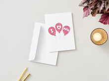 Load image into Gallery viewer, I Love Mom Balloon Card, Funny Mother's Day Greeting Card, Pink Balloons (5x7 Inch)
