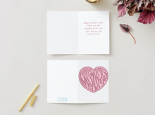 Load image into Gallery viewer, Pink Heart Mother's Day Card, Modern Minimalist Mom Greeting 5x7
