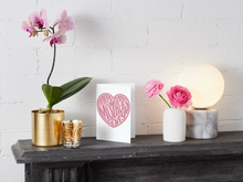 Load image into Gallery viewer, Pink Heart Mother's Day Card, Modern Minimalist Mom Greeting 5x7
