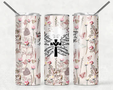 Cross with heart floral Tumbler