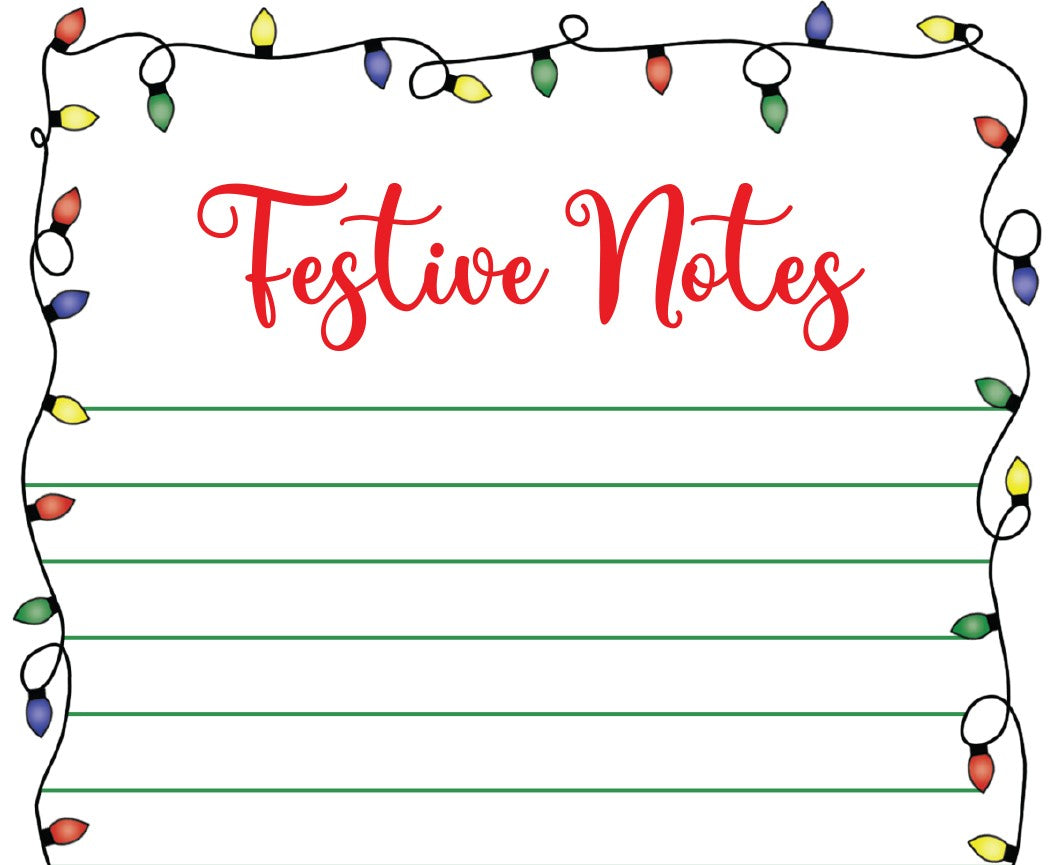Festive Notes Multiple color Christmas Lights Notepad - 8.5x3.66in